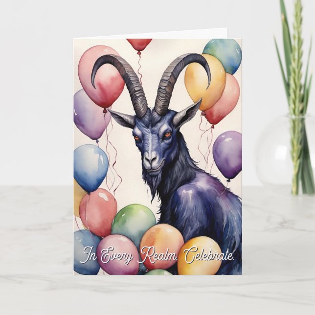 Tarjeta Baphomet Birthday Balloons & Gifts Gothic (Anverso)