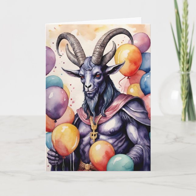 Tarjeta Baphomet Birthday Balloons & Gifts Gothic (Anverso)