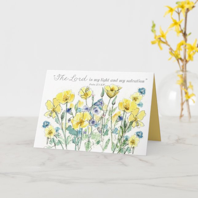 Tarjeta Baptism Anniversary Psalms Scripture Wildflowers (flor amarilla)