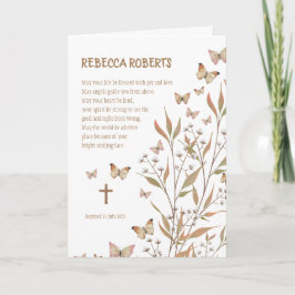 Tarjeta Baptism Chica Watercolor Butterflies