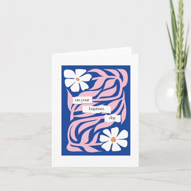 Tarjeta Baptism Felicitaciones Abstract Floral Daisy Card (Anverso)