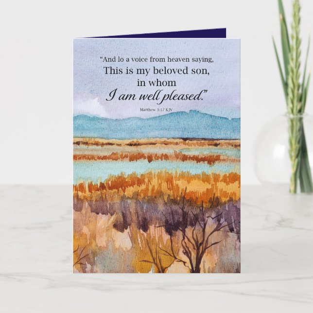 Tarjeta Baptism Felicitaciones Desierto Biblia Matthew (Anverso)