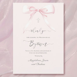 Tarjeta Baptismo arco rosa gracias por venir