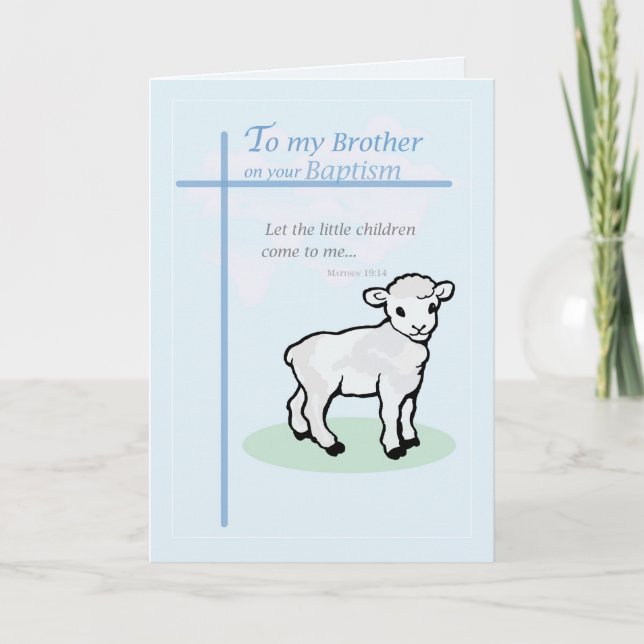 Tarjeta Baptismo Cordero Hermano Azul (Anverso)