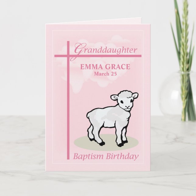 Tarjeta Baptismo Cumpleaños Personaliza Nieta Rosa (Anverso)