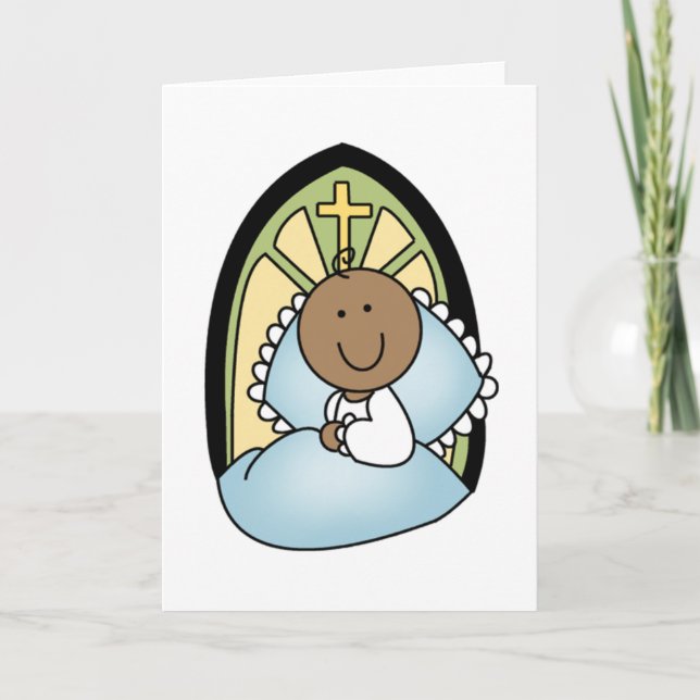 Tarjeta Baptismo Niño Africano-Estadounidense (Anverso)