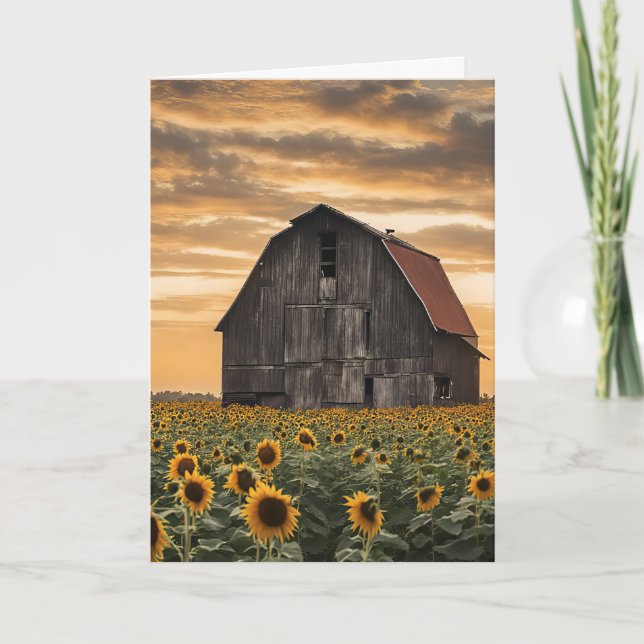 Tarjeta Bar de cumpleaños con girasoles (Anverso)