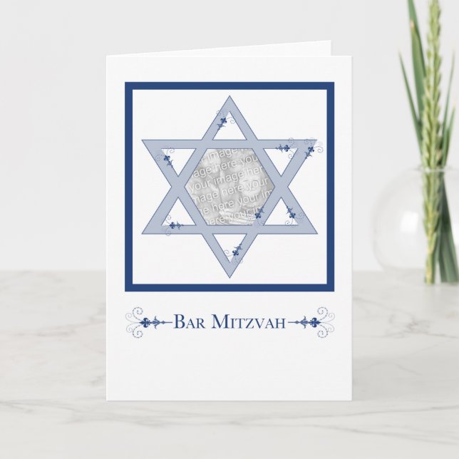 Tarjeta bar mitzvah (estrella de david elegance photo don) (Anverso)