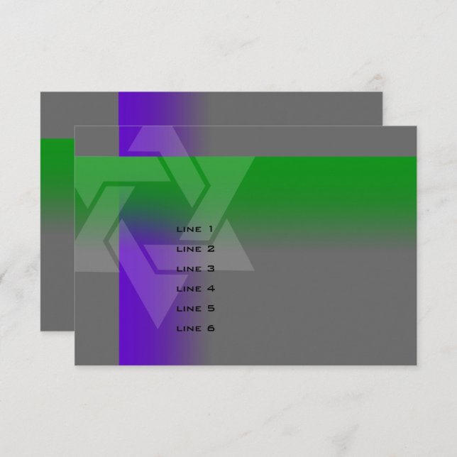 Tarjeta Bar Mitzvah Purple and Green sobre cualquier color (Anverso / Reverso)