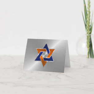 Tarjeta Bar Mitzvah Silver Naranja Estrella de David