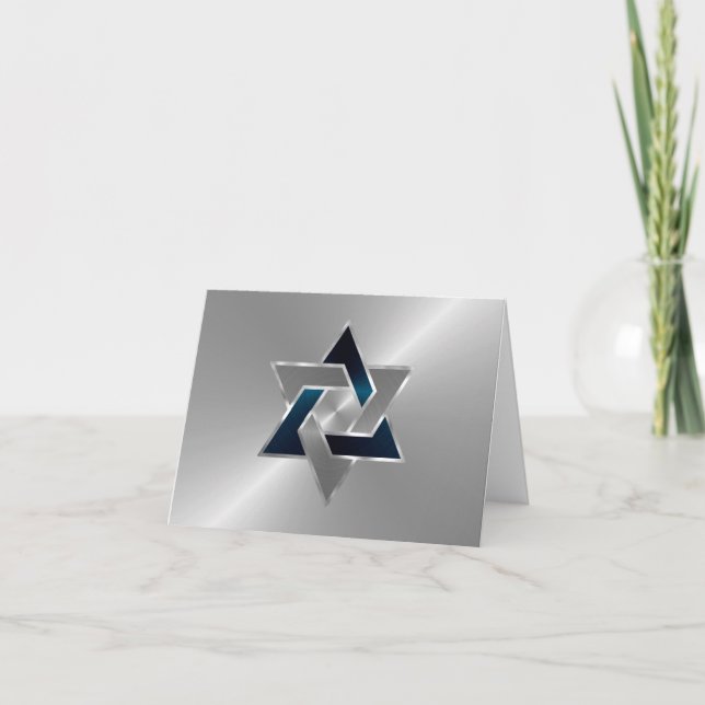 Tarjeta Bar Mitzvah Star of David en cualquier color (Anverso)