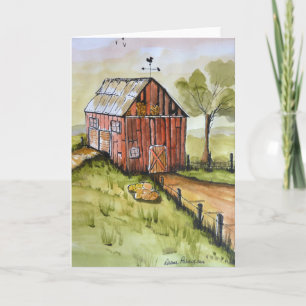 Tarjeta Bar rojo, pintura folclórica, arte paisajístico