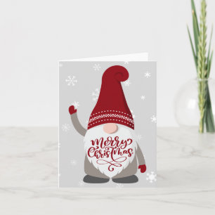 Tarjeta Barba de Gnome de Navidad Feliz Navidad Gris Rojo