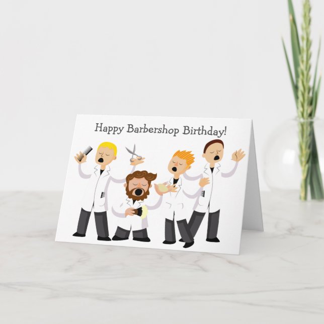 Tarjeta Barber Barbershop Quartet Birthday Greetings Card (Anverso)