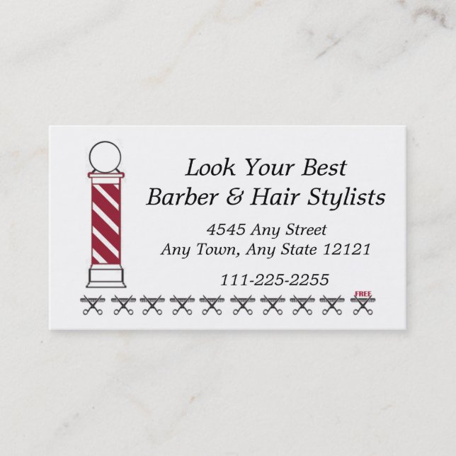 Tarjeta Barber Hair Stylist Customer Loyalty Punch (Anverso)