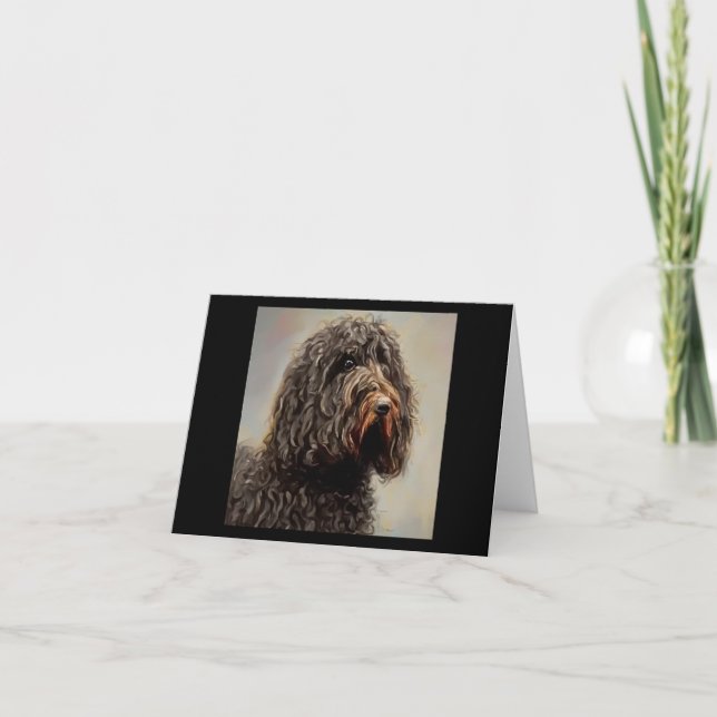 Tarjeta Barbet - Retrato de perro (Anverso)