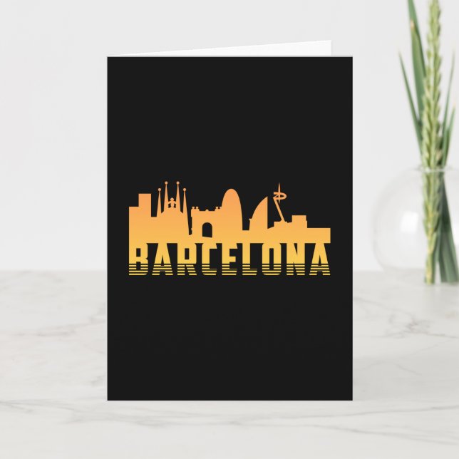 Tarjeta Barcelona España Ciudad Silueta Urbano Regalo Dive (Anverso)