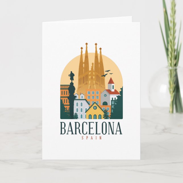 Tarjeta Barcelona España Cute regalo de viaje España Ciuda (Anverso)