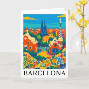 Tarjeta Barcelona España Viajes Coloridos Sagrada Familia