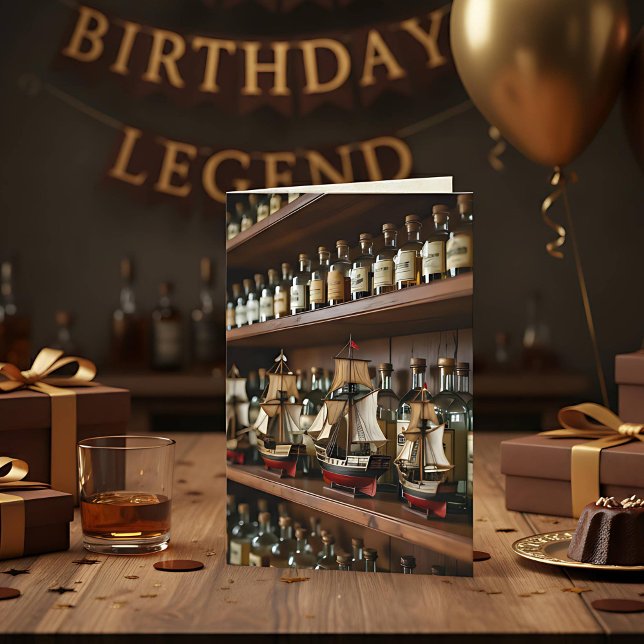 Tarjeta Barco, barcos, botellas de Booze Cumpleaños (Subido por el creador)