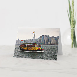 Tarjeta Barco chino Victoria Harbour Hong Kong Blank