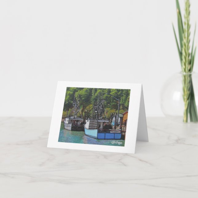 Tarjeta Barco de arte textil Notecard (Anverso)