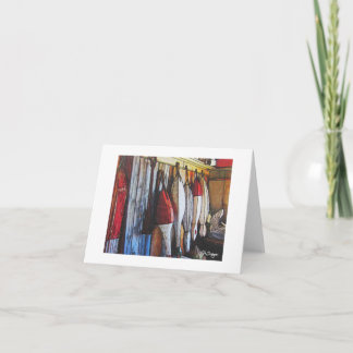 Tarjeta Barco de arte textil Notecard