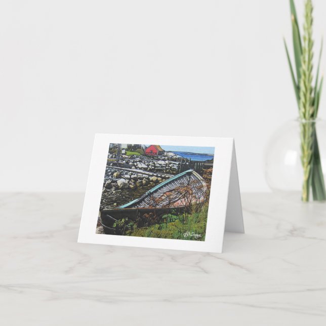 Tarjeta Barco de arte textil Notecard (Anverso)