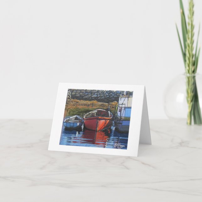 Tarjeta Barco de arte textil Notecard (Anverso)