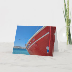 Tarjeta Barco de pesca en el puerto de Mykonos en Cícladas