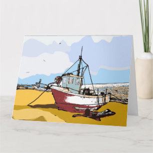 Tarjeta Barco de Pesca Pintoresco Editable 