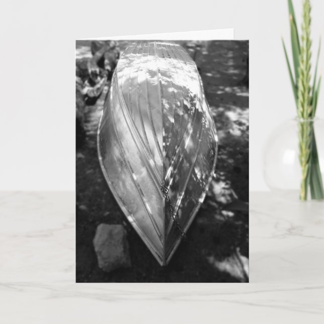 Tarjeta Barco de remos en blanco y negro, interior en blan (Anverso)