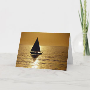 Tarjeta Barco de vela al atardecer, sloop