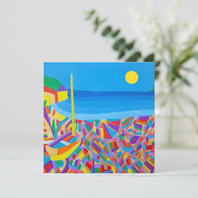 Tarjeta Barco de vela cerca del mar (Anverso de pie)