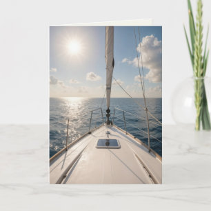 Tarjeta Barco de vela de cumpleaños en aguas tranquilas de