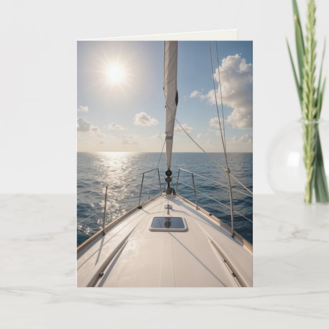 Tarjeta Barco de vela de cumpleaños en aguas tranquilas de (Anverso)