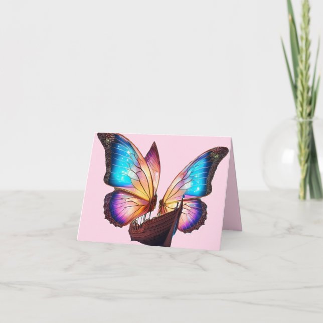 Tarjeta Barco de vela de mariposas (Anverso)