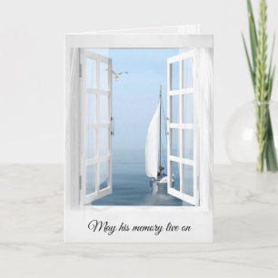 Tarjeta Barco de vela de simpatía en la ventana