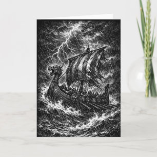 Tarjeta Barco largo vikingo en la tormenta — Ink Saga Art