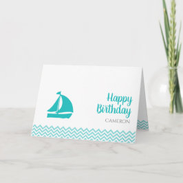 Tarjeta Barco lindo en las olas del océano Personalizado C
