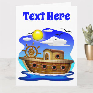 Tarjeta Barco Pesquero Dibujo Animado