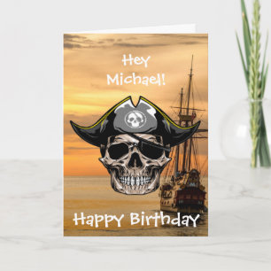 Tarjeta Barco Pirata de Cumpleaños más Lindo