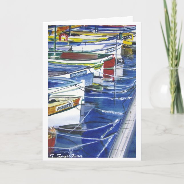 Tarjeta Barcos de Amalfi Italia atracados (Anverso)