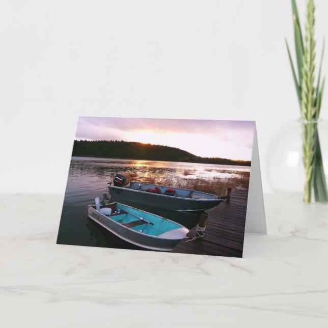 Tarjeta Barcos de pesca en el ocaso (Anverso)