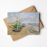 Tarjeta Barcos de pesca | Vincent van Gogh<br><div class="desc">Barcos de pesca en la playa de Saintes-Maries (1888) del artista holandés post-impresionista Vincent Van Gogh. El arte original es un óleo sobre una pintura marina de lona que representa varios barcos de pesca en la orilla del océano. Utilice las herramientas de diseño para agregar texto personalizado o personalizar la...</div>