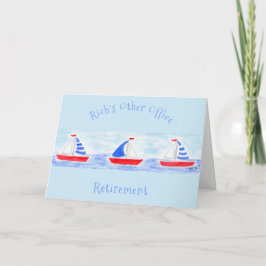 Tarjeta Barcos de vela acuarela JUBILACIÓN Personalizar