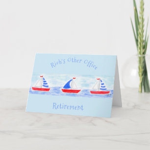 Tarjeta Barcos de vela acuarela JUBILACIÓN Personalizar