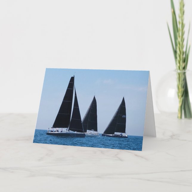 Tarjeta Barcos de vela en aguas azules (Anverso)