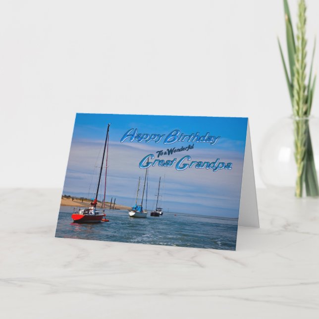 Tarjeta Barcos de vela en cumpleaños ancla para el Gran Ab (Anverso)