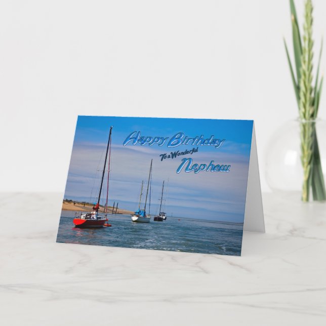 Tarjeta Barcos de vela en el cumpleaños ancla del sobrino (Anverso)